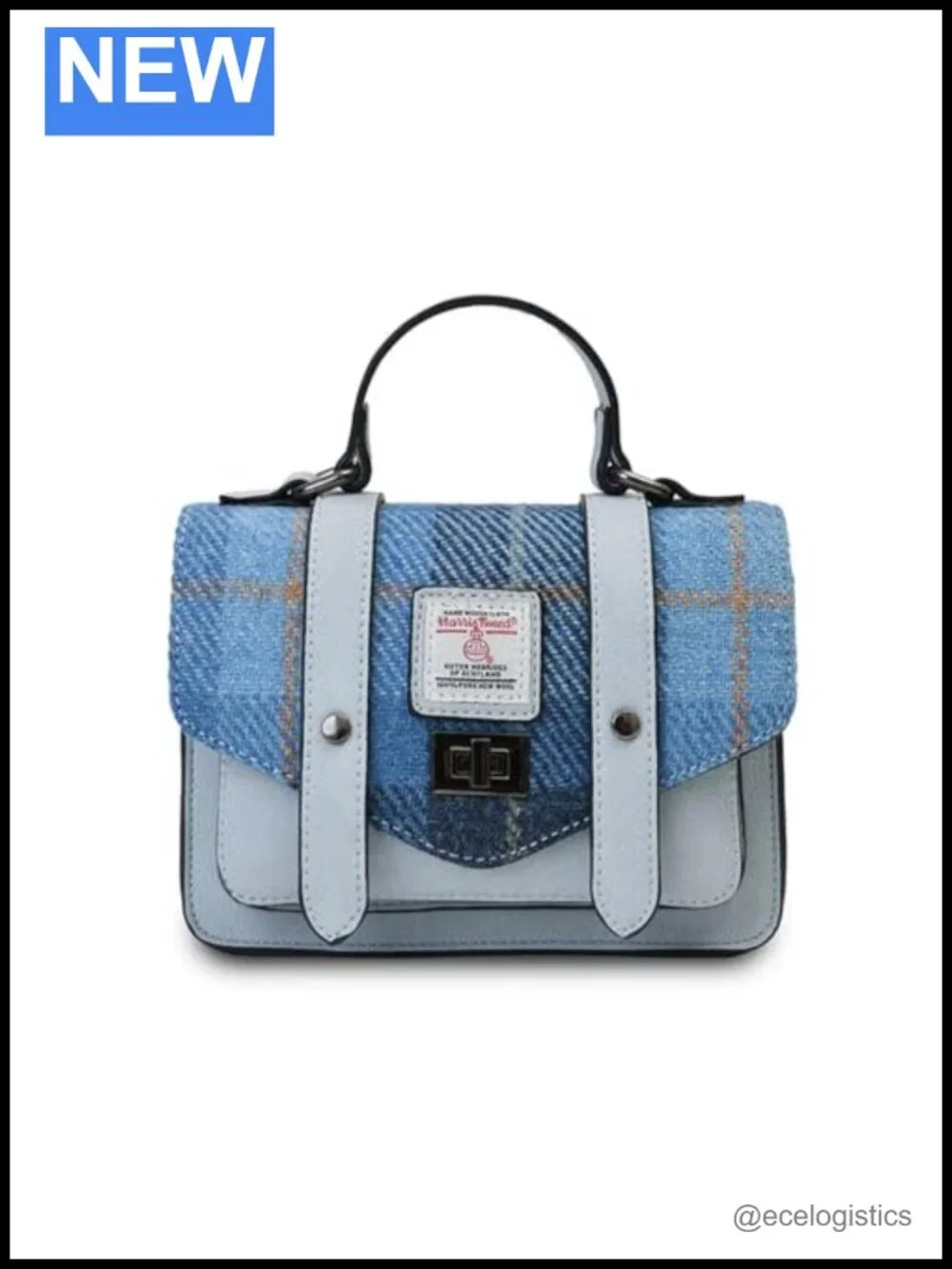 Harris Tweed Vegan Leather Satchel Crossbody Bag